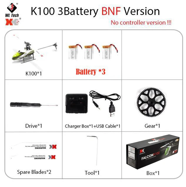 XK K100 BNF (Without Controller ) 6CH  3D 6G System Brush Motor RC Helicopter  Support XK X6 / FUTABA S-FHSS Controller helicopter toy remote control RC Helicopters