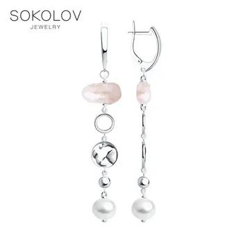 

Drop Earrings with stones SOKOLOV from silver with semi precious inserts fashion jewelry 925 women's/men's, male/female, long earrings, women's male