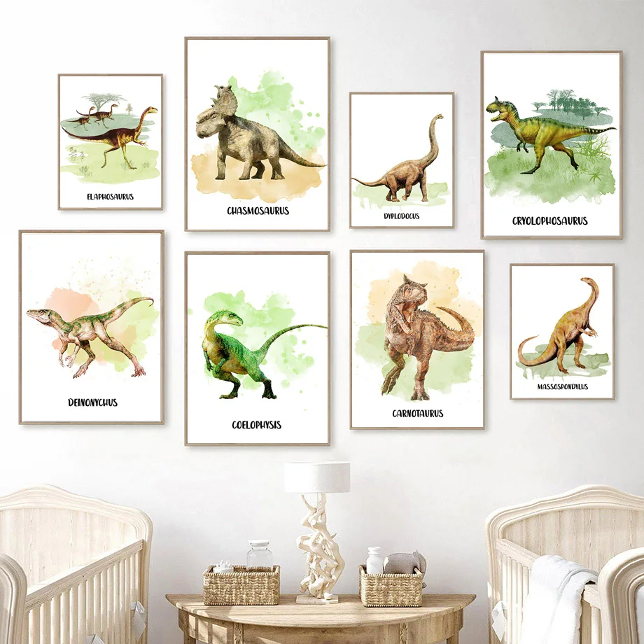 

Jurassic Triceratops Tyrannosaurus Dinosaur Wall Art Canvas Painting Nordic Posters And Prints Wall Pictures For Kids Room Decor