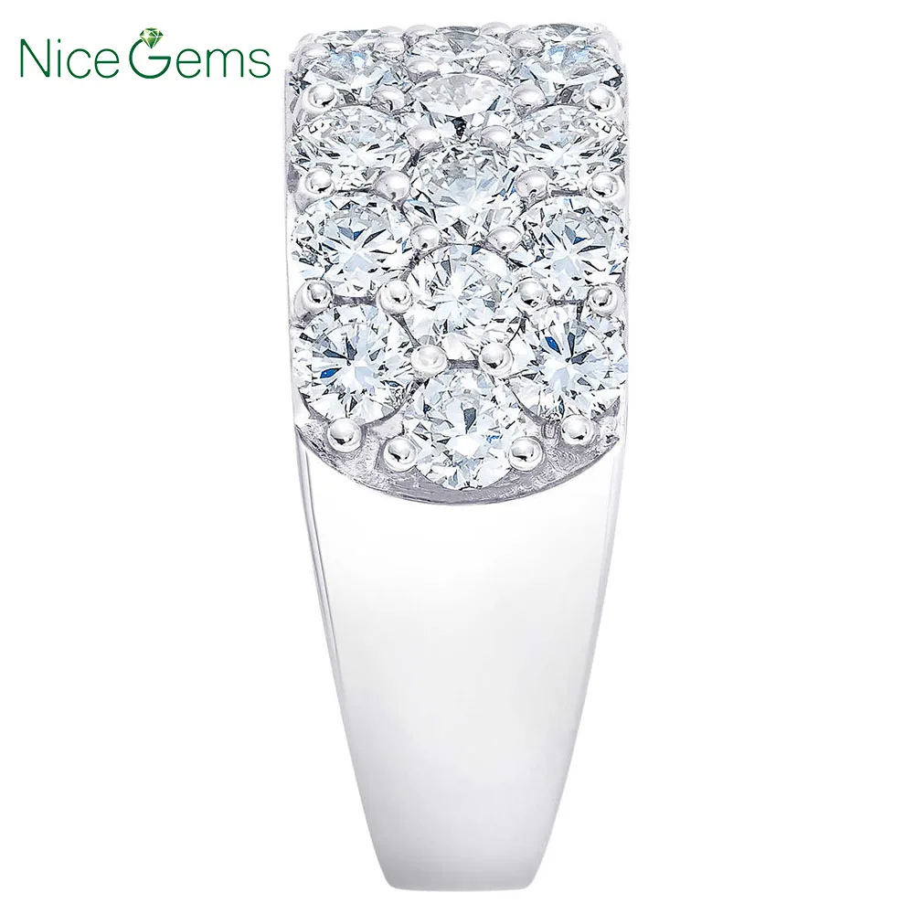 NiceGems, Платиновое кольцо, круглый бриллиант, 2,00 ctw, Муассанит, обручальное кольцо, обручальное кольцо, VVS1, ясность