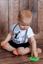 Mono gracioso recién nacido, niño y niña, primer Mono para cumpleaños, mono infantil, ropa de manga corta, trajes de 0 a 18M