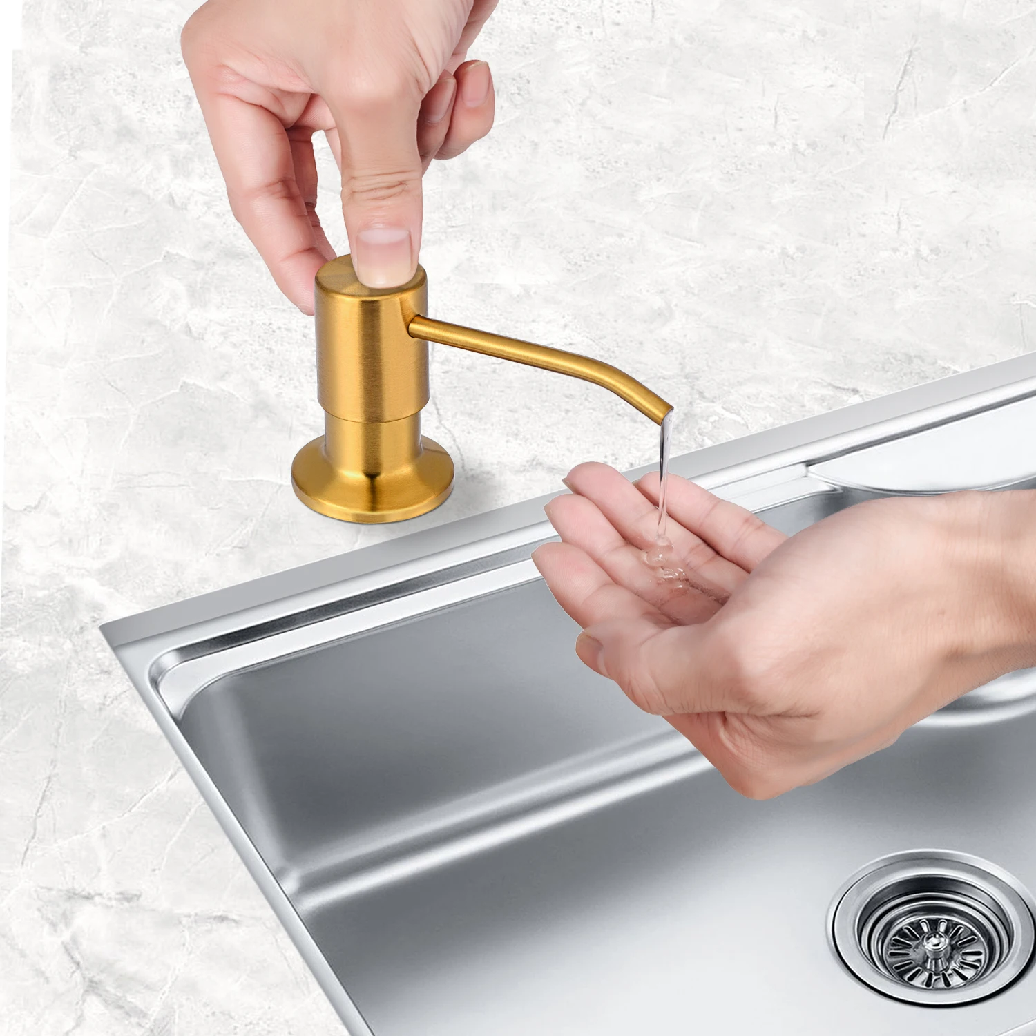 Premium Stainless Brushed Nickel Samodra Soap Dispenser for Kitchen Sink 
