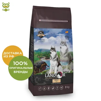 

Landor Adult Dog сухой корм для взрослых собак всех пород, Рыба и рис, 1 кг.