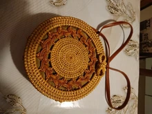 Gusure-Bolso de mimbre tejido para mujer, bandoleras cruzadas hechas a mano de verano para la playa, pequeñas, de hombro redondo de paja