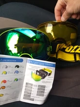 COPOZZ-Gafas de esquí con funda y lente amarilla, lentes de esquí esféricas antivaho, para esquiar, para hombre y mujer, gafas de nieve + lente + caja