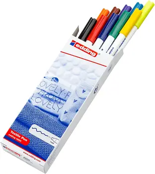 

Edding 4-4600003-permanent markers for fabrics, rounded tip from 1mm, 10 sets, assorted color pens