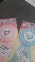 Decoración de ducha de bebé, cinta de satén para bautizo, bienvenida de género, insignia de fiesta, feliz cumpleaños, papá, mamá, ser, insignia