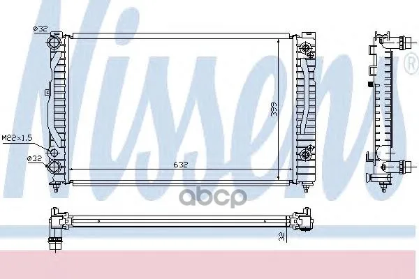Радиатор Audi A4 1.6-2.3/1.9td A/T 95- Nissens 60499 Nissens арт. 60499