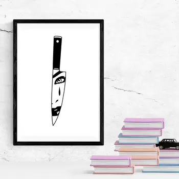 

Woman Face On Knife Wall Sticker Line Art Aesthetic Home Bedroom And Hotel Room Decoration Vinyl Removable A001341