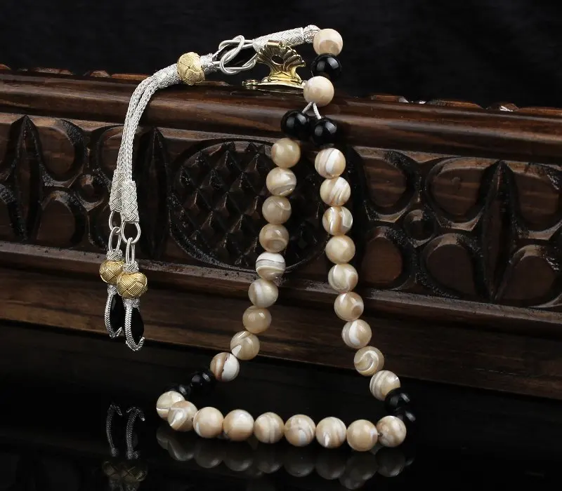 Islam Tespih Muslim Rosary Beads 33 Prayer Rosary   for Men Bracelet For Men Accessories real  stone Handmade Made in turkey barley cut blackened kuka tasbih silver tassel rosary is the most beautiful and original accessories very special gift muslim