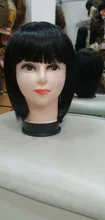 Short Bob Wig Bangs Synthetic-Wig Black 10inch Women Party Alororo with Hair for And