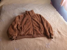 Abrigo de oso de peluche informal para mujer, chaqueta de abrigo con cierre de vellón para mujer, sobretodo de gran tamaño, cálido para invierno