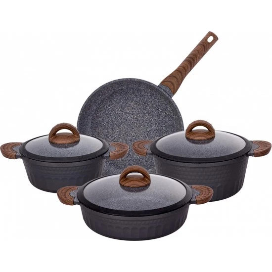 Dropship Nonstick Cookware Sets, 9 Pcs Granite Non Stick Pots And