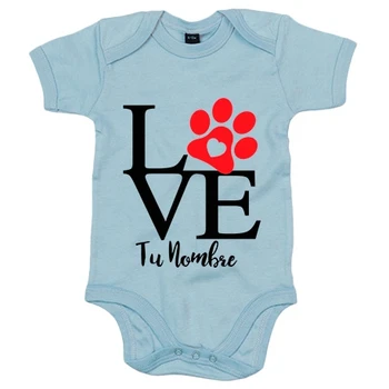 

Baby bodysuit love dog animals customizable with name