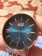 LIGE-Reloj de lujo con correa de acero dorado rosa para mujer, accesorio de pulsera resistente al agua, de marca superior