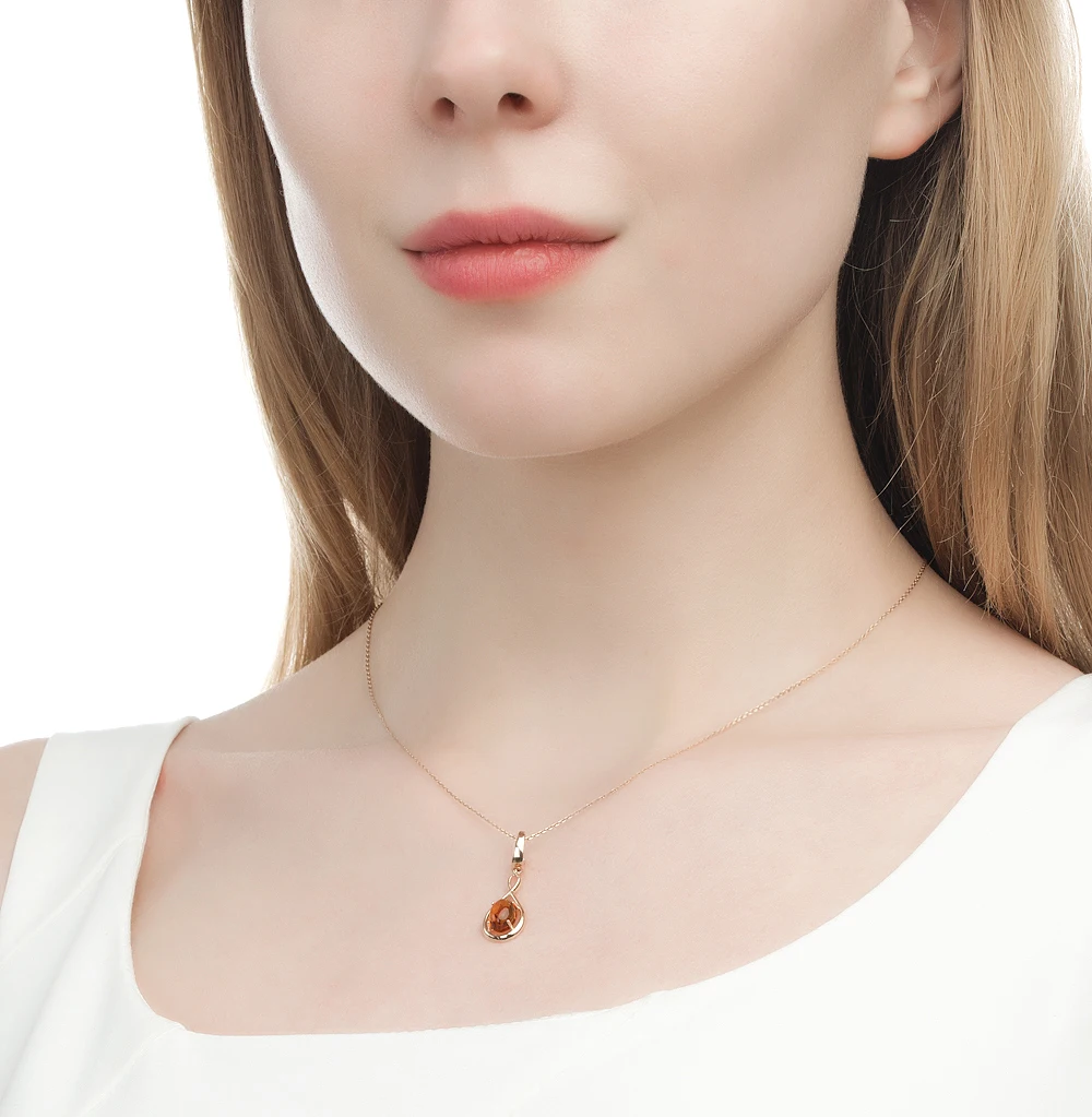 Gold pendant with amber SUNLIGHT test 585
