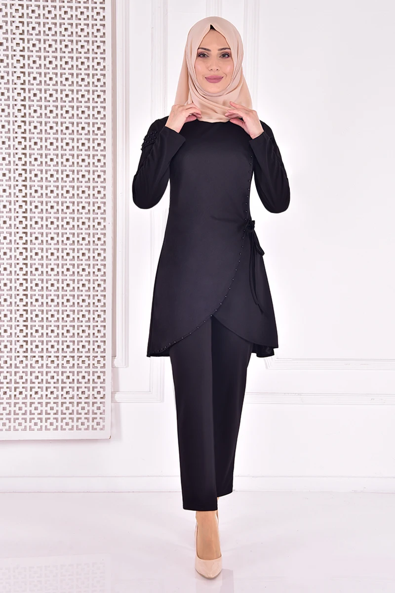 Conjunto de Moda musulmana y pantalones tipo túnica para mujer, Hijab árabe a la moda de Dubái, ropa de Ramadán, tela de Lycra