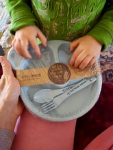 Vajilla de oso de dibujos animados para bebé, plato, cuchara, tenedor, para alimentación, entrenamiento, paja de trigo, anticalor