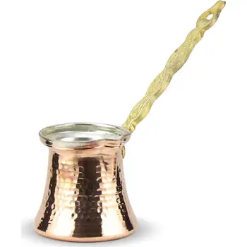 

Hand Hammered Copper Turkish Coffee Pot Ibrik Vintage Jazzva Briki Brass Handle dallah coffee