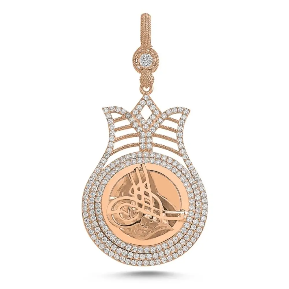 06rosegold 925 пробы Серебряный османский мусульманский Тюльпан Стиль циркониевый камень ручной работы Модный кулон новое качество турецкие ювелирные подвески - Цвет камня: 06rosegold