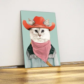 

Cowboy Cat (Hipster) -Decorative Metal Plate
