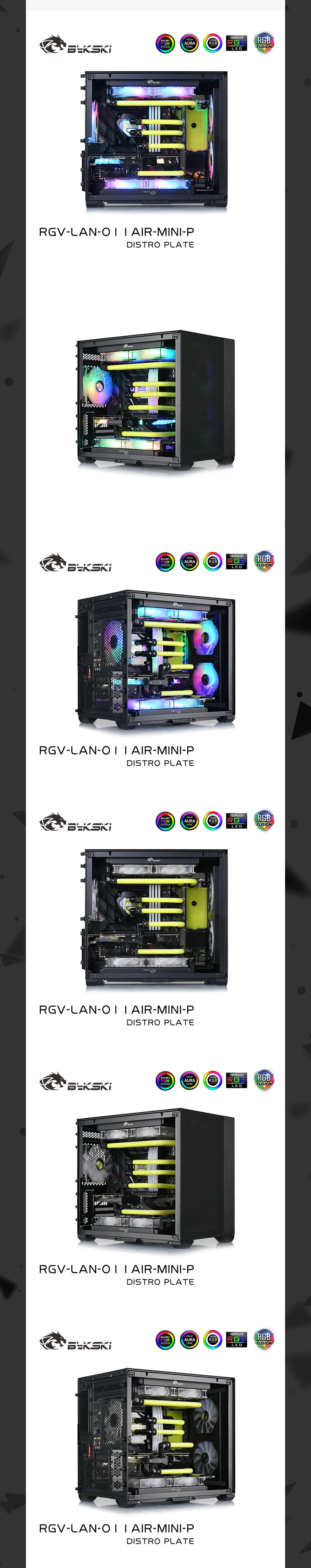 Bykski Distro Plate Kit For LianLi O11 AIR MINI Case, 5V A-RGB Complete Loop For Single GPU PC Building, Water Cooling Waterway Board, RGV-LAN-O11AIR-MINI-P  