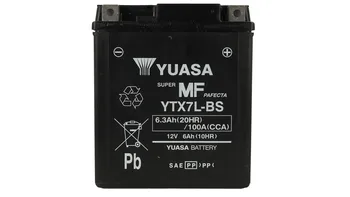 

Motorcycle battery YUASA YTX7L-BS with acid 12V 6,3Ah 100A