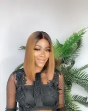 Pelucas de cabello humano con encaje Frontal para mujer, 1B/27 Bob corto, 180%, brasileño, 13x4, ombré, Bob, Remy, 4x4, cierre de encaje