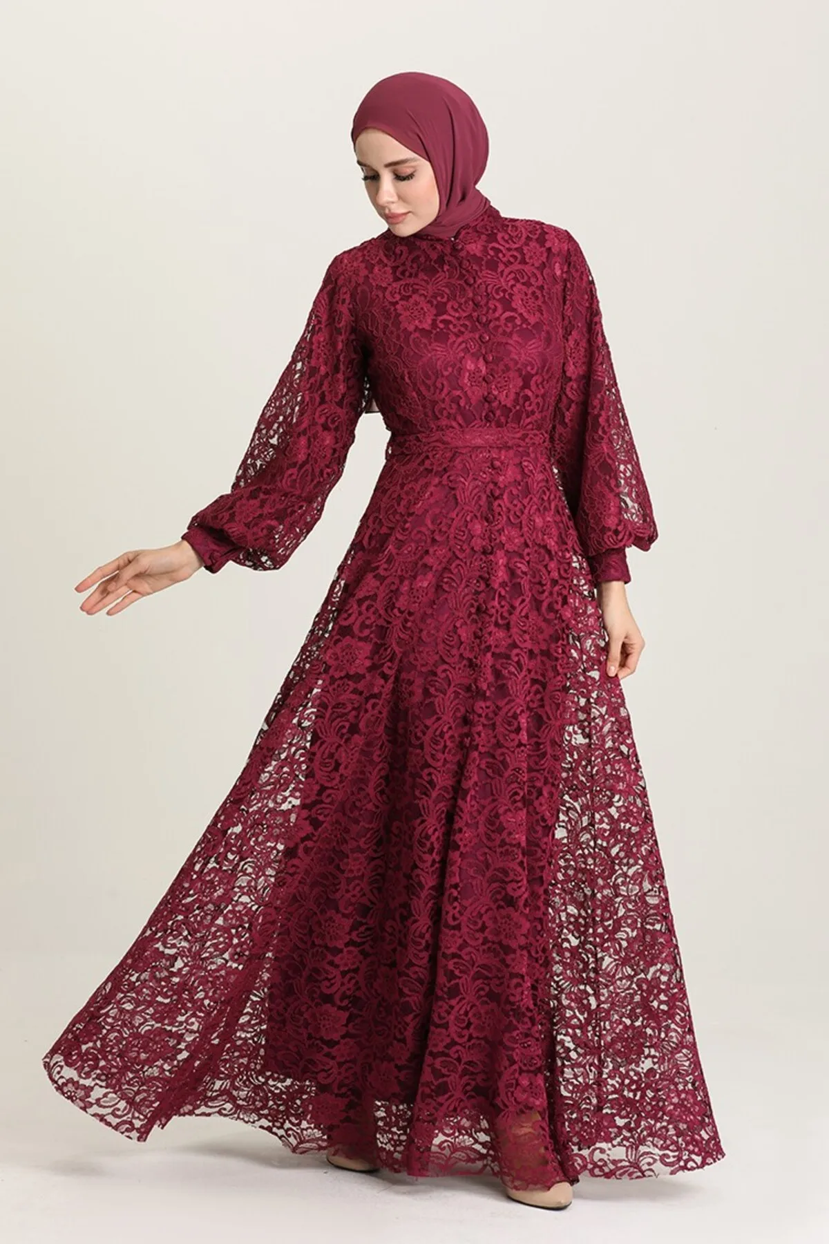 Lace Covered Evening Dress Turkey Muslim Fashion Islam Clothing Dubai