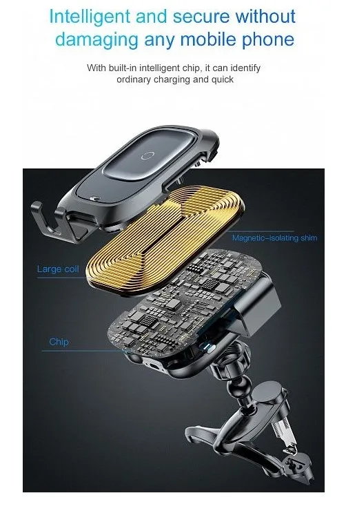 Держатель с беспроводной зарядкой Baseus Smart Vehicle Bracket Wireless Charger(WXZN-B01