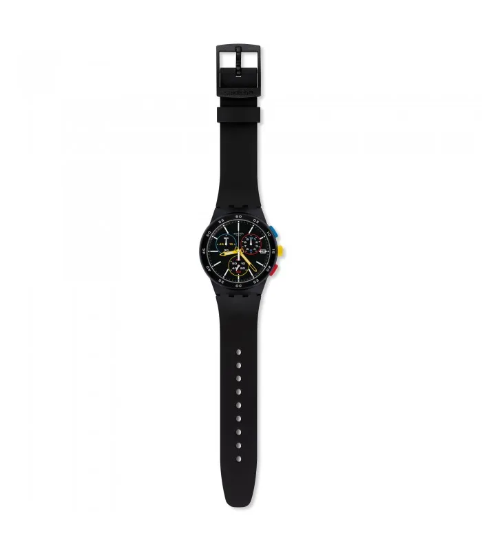 Swatch часы Swatch BLACK-ONE Originals Chrono 42 мм Bau SUSB416