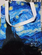 Foldable Handbag Tote-Bag Oil-Painting-Canvas Gogh Women Fashion New Retro Art Van Leisure