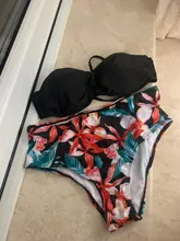 Bikini con estampado de hojas para mujer, traje de baño Sexy con Tanga, conjunto de Bikinis con aumento de cintura alta, ropa de baño 2020