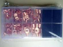 Juego de terminales de cobre de cable, conjunto surtido de anillos conectores soldados de auto para cableado desnudo rizado de batería para coche, 60/240/260 uds,