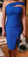 Bandage Dress Celebrity Adyce Runway Strapless Blue Bodycon Black White Elegant One-Shoulder