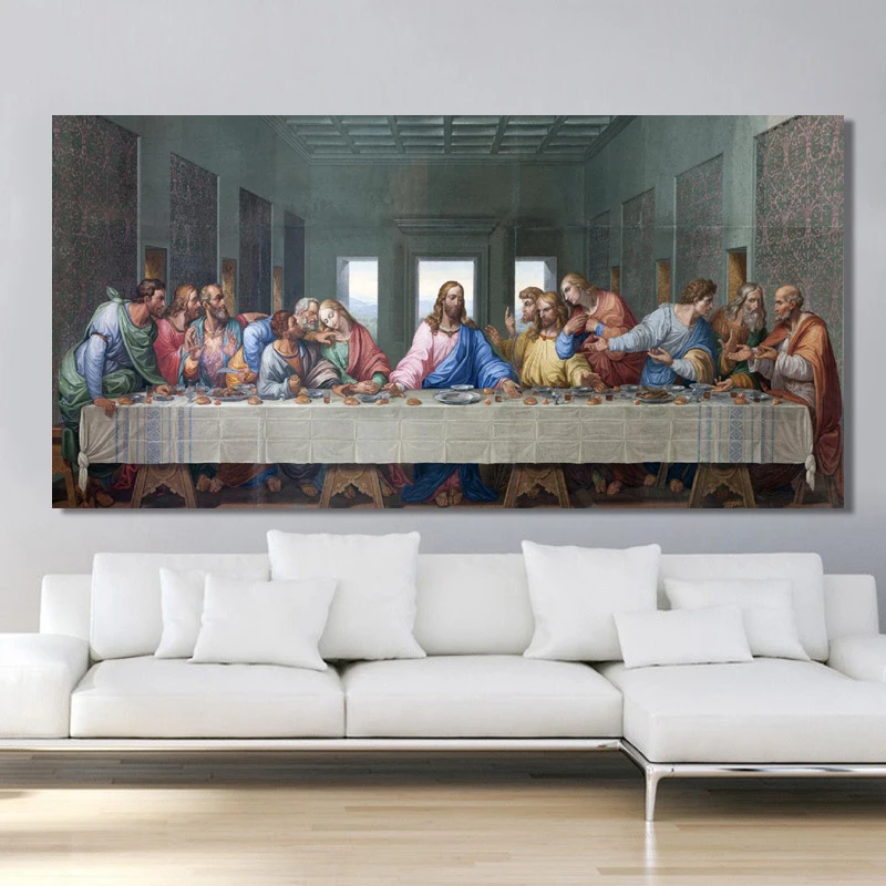 Leonardo da vinci a última ceia cartazes e impressão da arte da parede pintura em tela famosa arte para sala de estar cuadros decoração