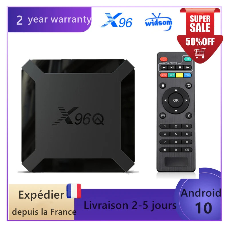 New X96Q Android 10.0 Tv Box Iptv X96 q 1G 8G 2G 16G Allwinner H313 Smart ip tv M3U Set Top Ship From France | Электроника