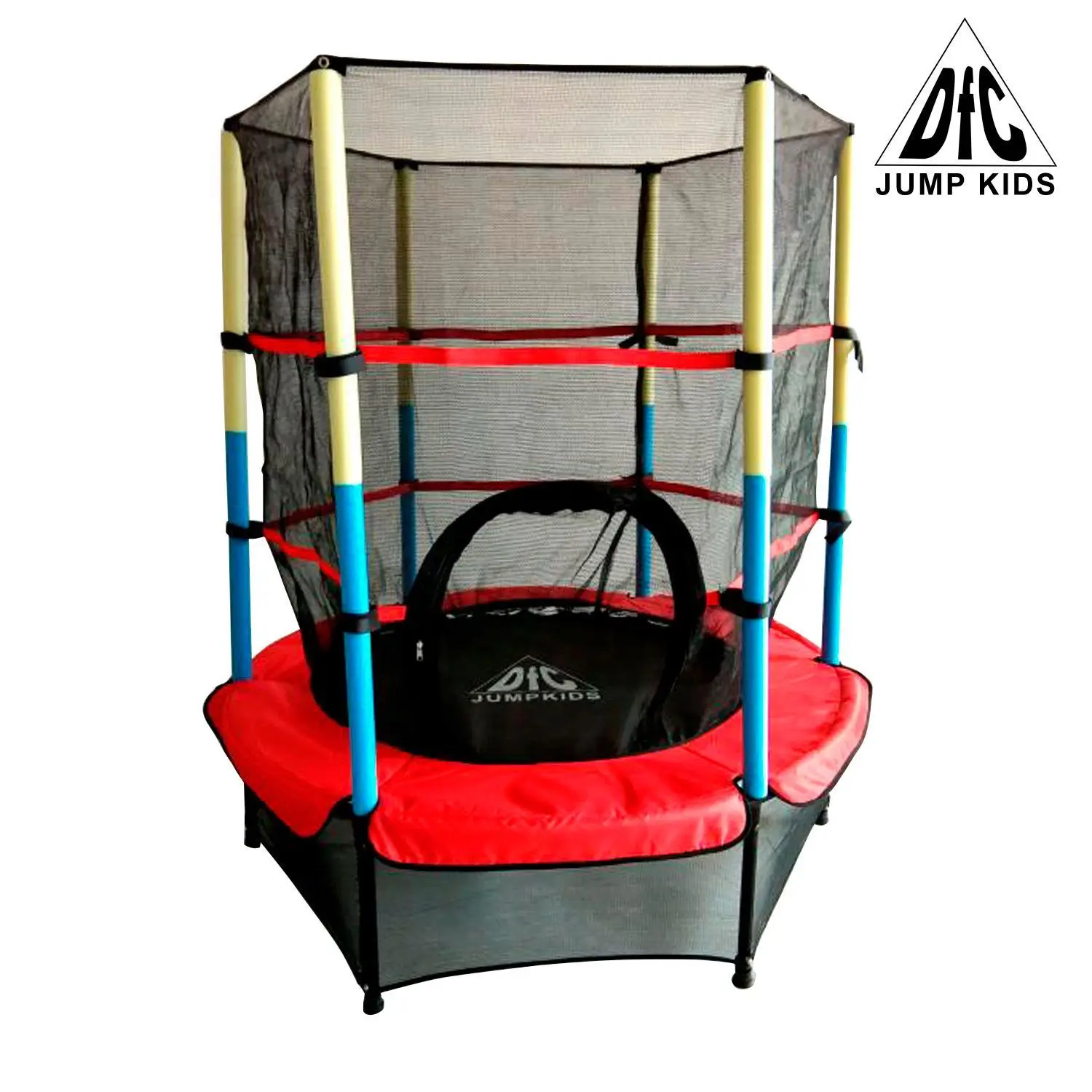 Батут DFC JUMP KIDS 55" красн/желт/син сетка (137см) | Спорт и