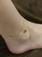 Vankim-tobilleras para mujeres, joyería de pies para sandalias de ganchillo, corazón Simple, Pies Descalzos, pulsera para tobillo de dos capas, 2019