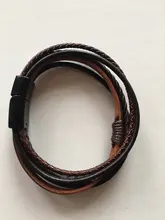 Precio al por mayor pulsera clásica de cuero genuino para hombres joyería de encanto de mano imán multicapa regalo hecho a mano para chicos geniales pulseira masculina