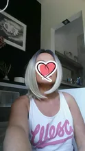 ALAN EATON-Peluca de cabello sintético liso para mujer, cabellera artificial corto y rubio con flequillo, color marrón degradado, estilo Cosplay, resistente al calor