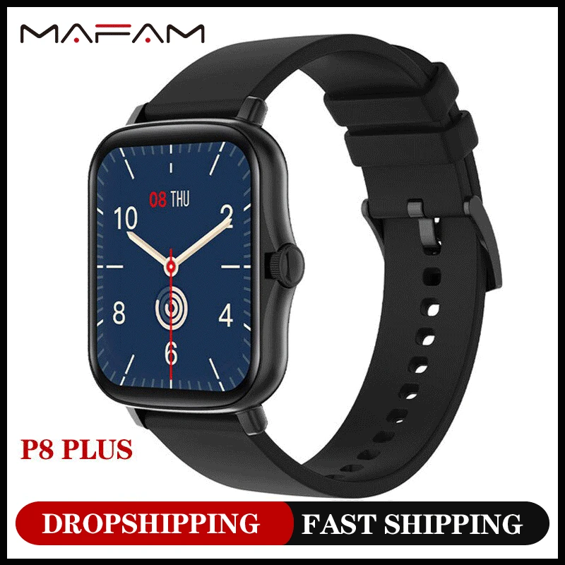 MAFAM  P8 Plus 1.69 inches Smart Watch Men Women Full Touch Fitness Tracker Waterproof Smartwatch 2021  For huawei xiaomi phone 1