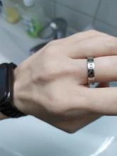 Titanio acero mosaico cúbico Zirconia cristal romano número anillo clásico compromiso boda anillos para mujer Anneau R17158