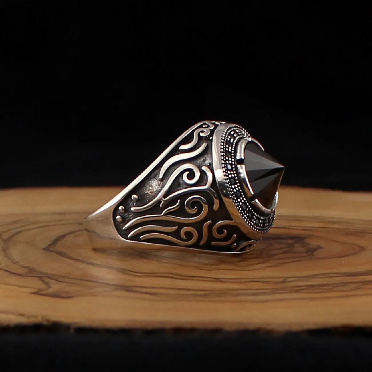 

925 Sterling Silver Ring for Men Black Zircon Stone Agate Onyx Jewelry fashion vintage Gift Mens Rings All Size Made in Turkey