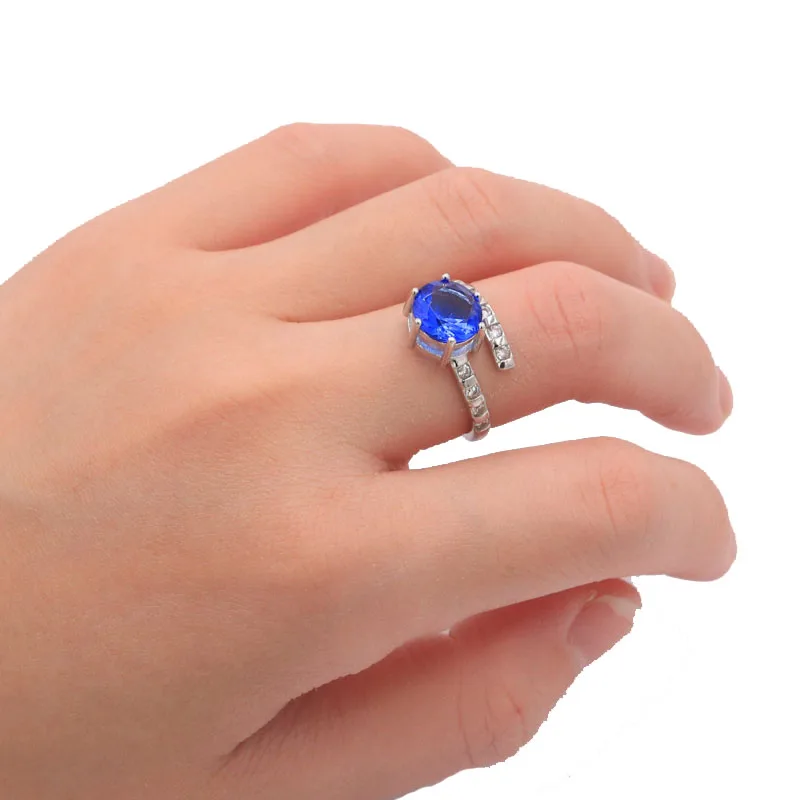 

9x9mm Romantic Round Shape 2.9g Created Violet Tanzanite CZ Gift For Girls 925 Solid Sterling Silver Rings