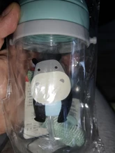 Botella de paja de agua potable con dibujos de animales para niños, Bola de gravedad, taza de bebé con correa para el hombro