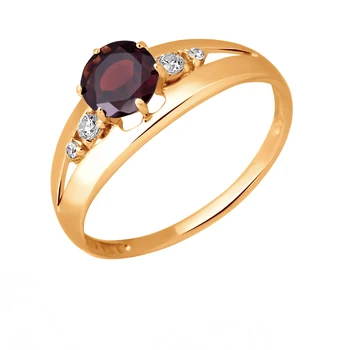 

Gold ring with cubic zirconia and Garnet sunlight