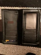 Billetera de cuero genuino antirrobo RFID para hombre, tarjetero Vertical con cremallera a presión, monedero