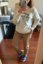 Pants Trousers Women Drawstring Female High-Waist WOTWOY Spliced Loose Autumn Straight