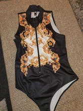 Mono sin mangas con estampado barroco para mujer, Pelele con cremallera frontal, mono Sexy de verano para discoteca